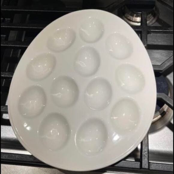 Ceramic white deviled 12 egg holder - Picture 1 of 4